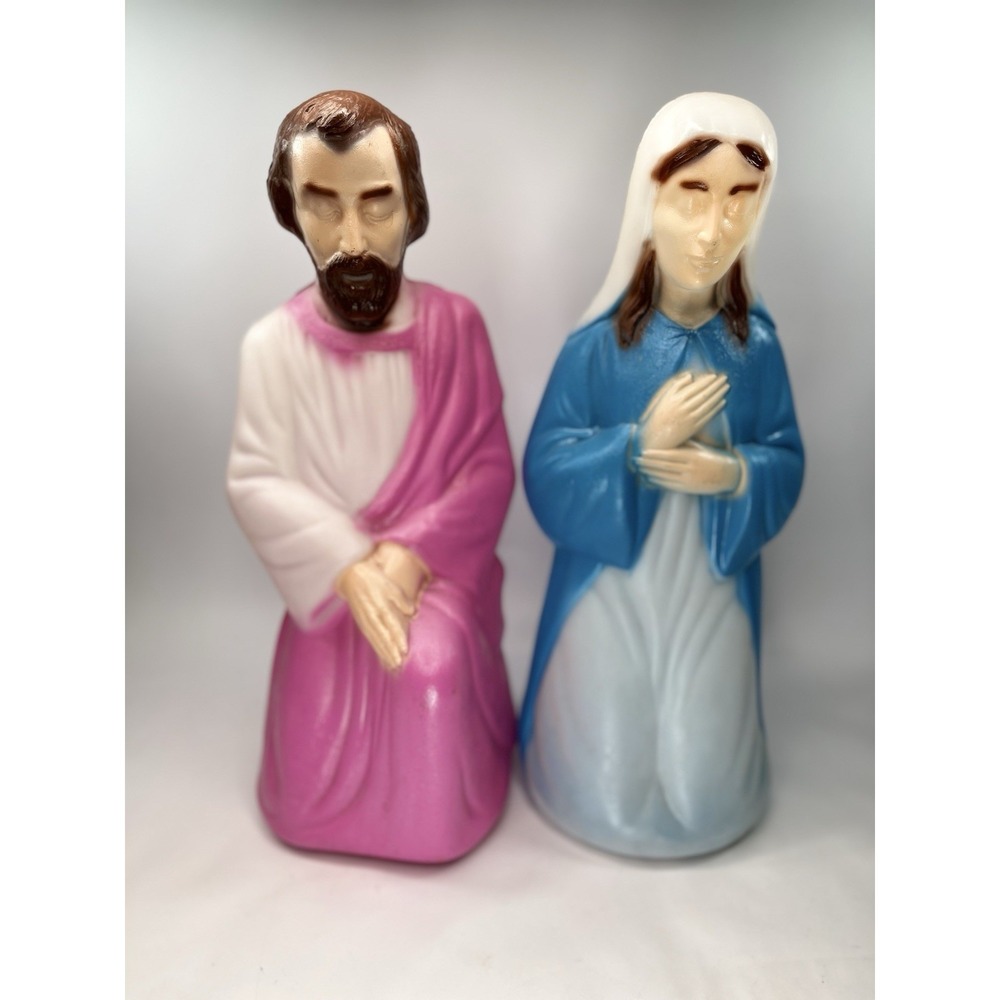 Vintage Empire Blow Mold Christmas Lighted Nativity Set 18" Mary Joseph No Light